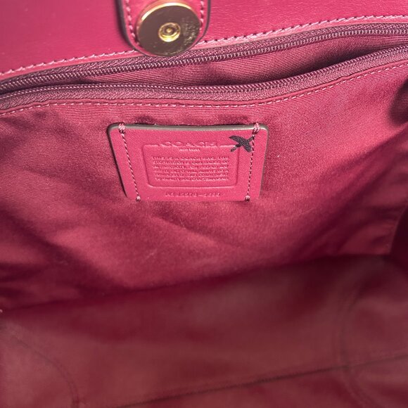 Coach Signature Canvas 5696 City Tote Bag In IM/Brown/Black Cherry-Large - Picture 13 of 16